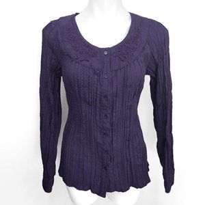 St John's Bay Textured Embroidered Crinkle Top M